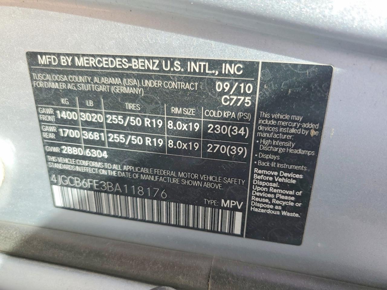 2011 Mercedes-Benz R-class VIN 4JGCB6FE3BA118176 photo 12