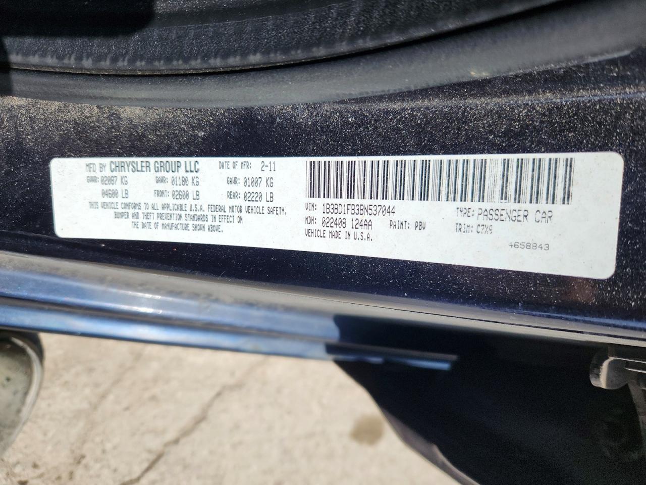 2011 Dodge Avenger VIN 1B3BD1FB3BN537044 photo 12