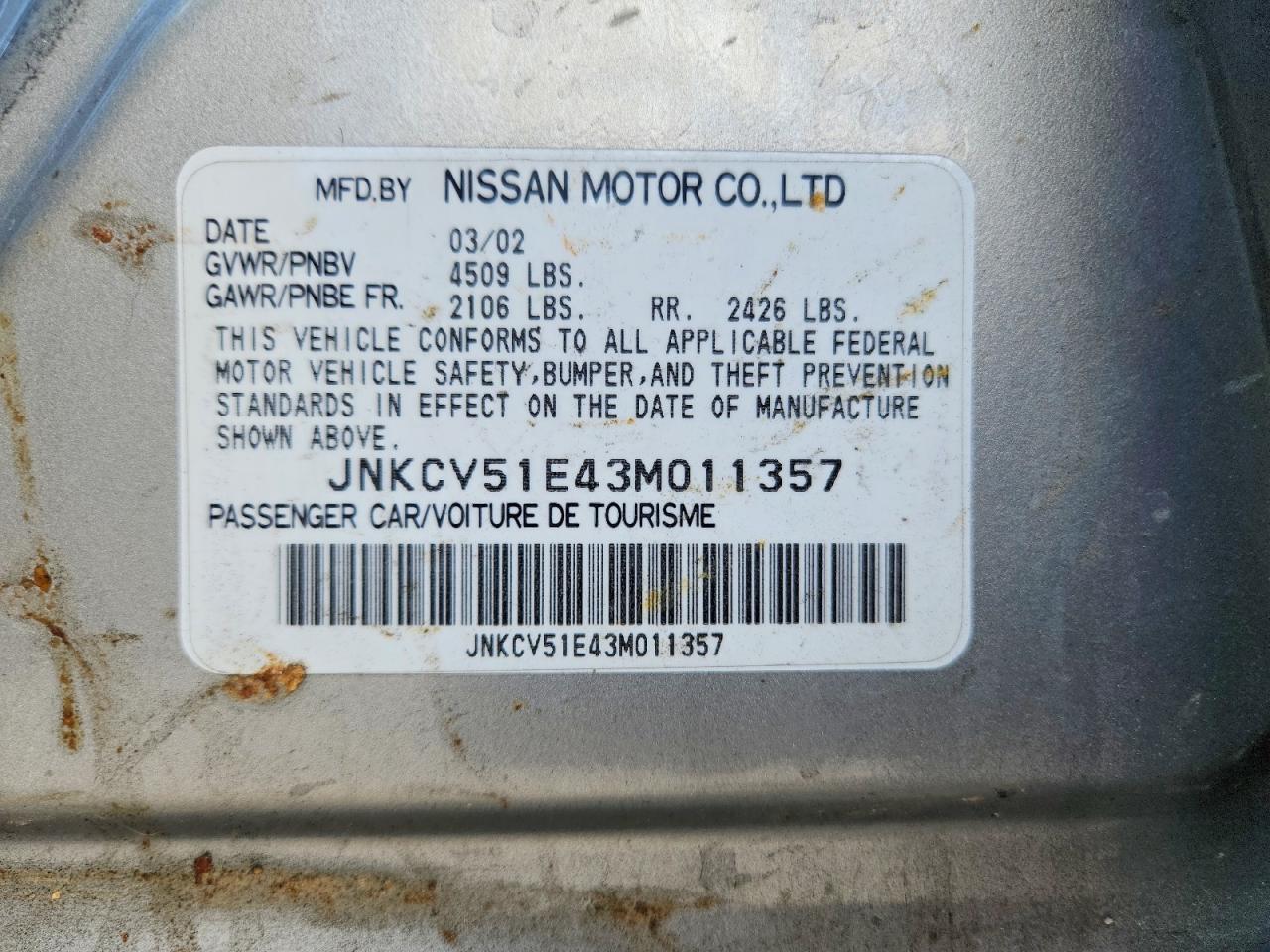 2003 Infiniti G35 base VIN JNKCV51E43M011357 photo 12