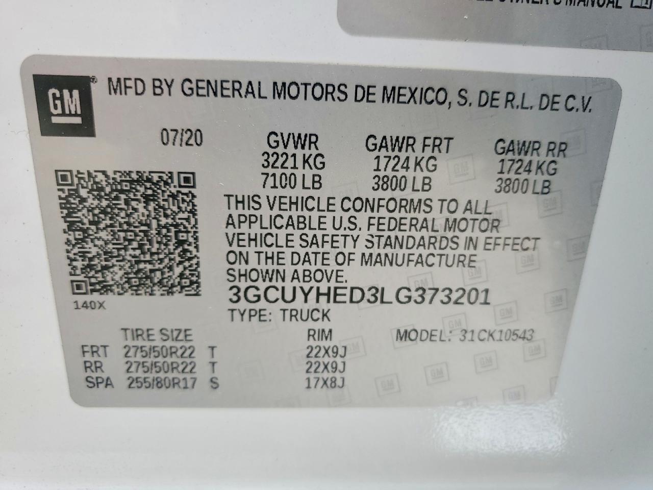 2020 Chevrolet Silverado VIN 3GCUYHED3LG373201 photo 12