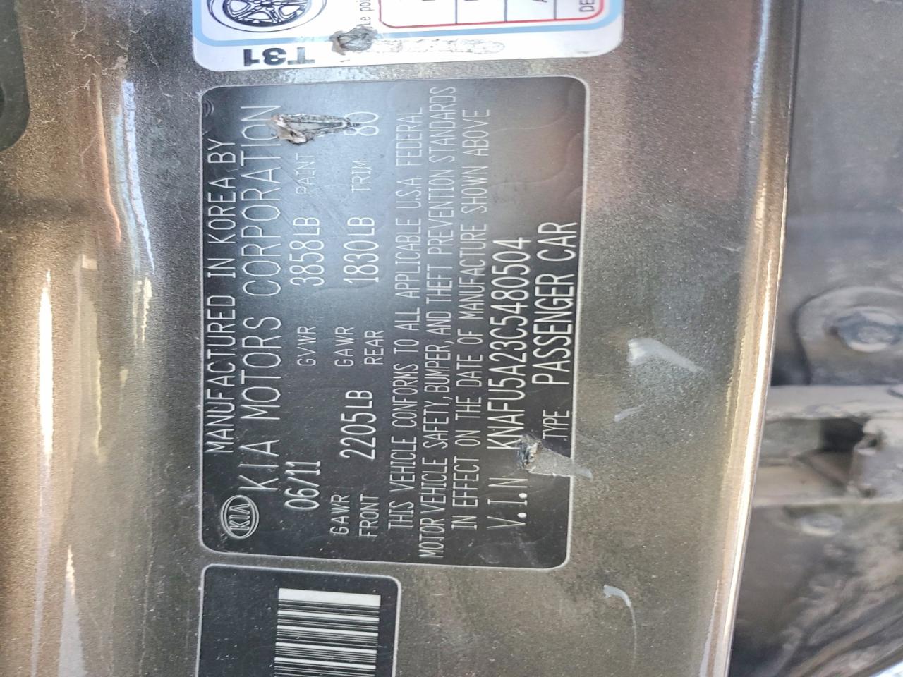 2012 Kia Forte VIN KNAFU5A23C5480504 photo 12