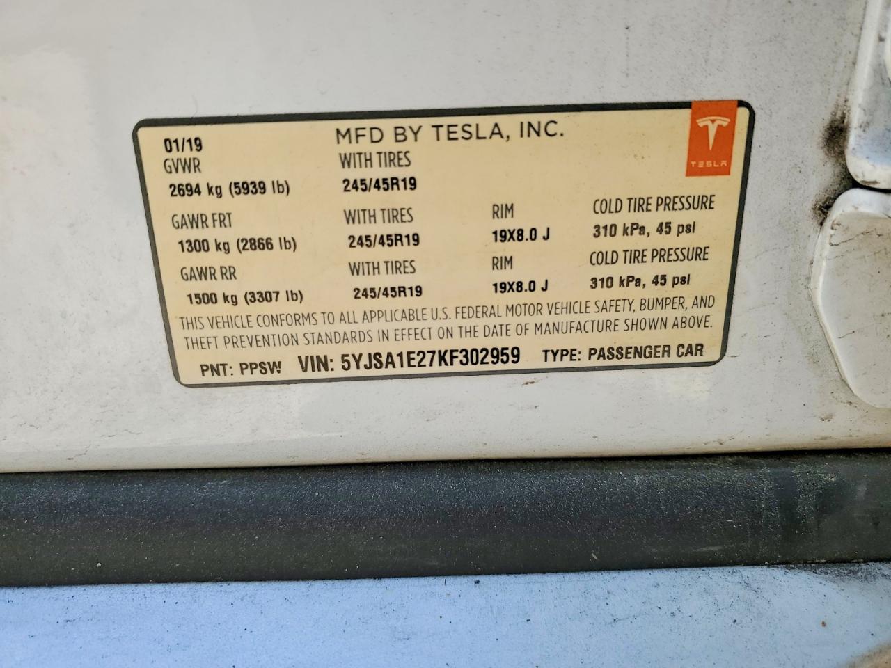 2019 Tesla Model s VIN 5YJSA1E27KF302959 photo 12