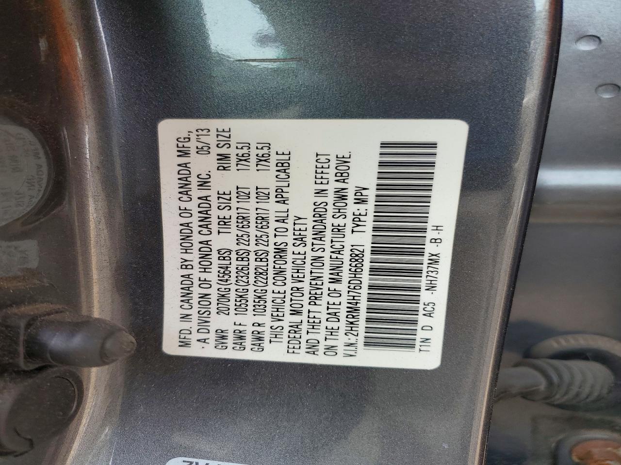 2013 Honda Crv VIN 2HKRM4H76DH668821 photo 12