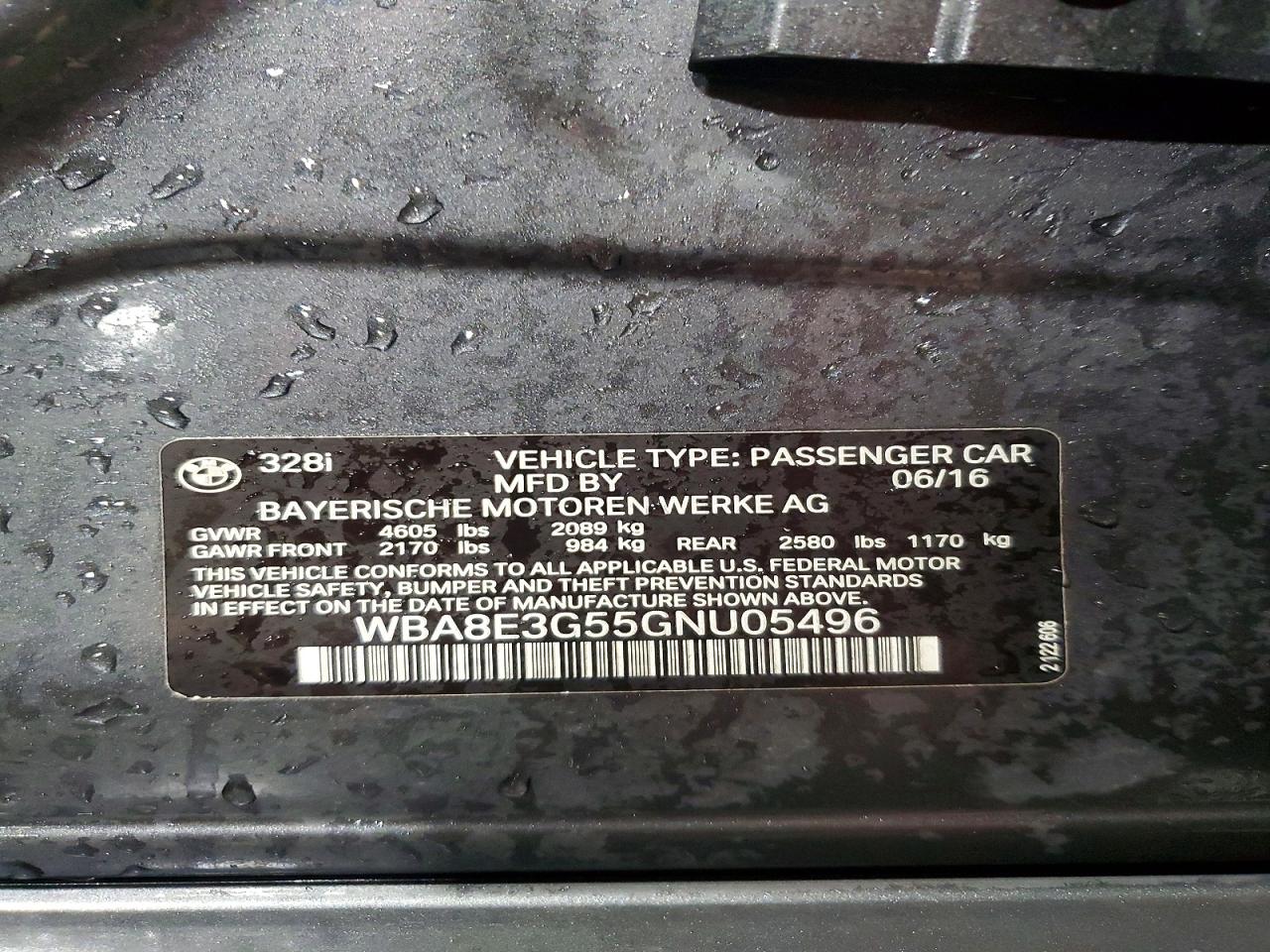 2016 BMW 3 series VIN WBA8E3G55GNU05496 photo 12