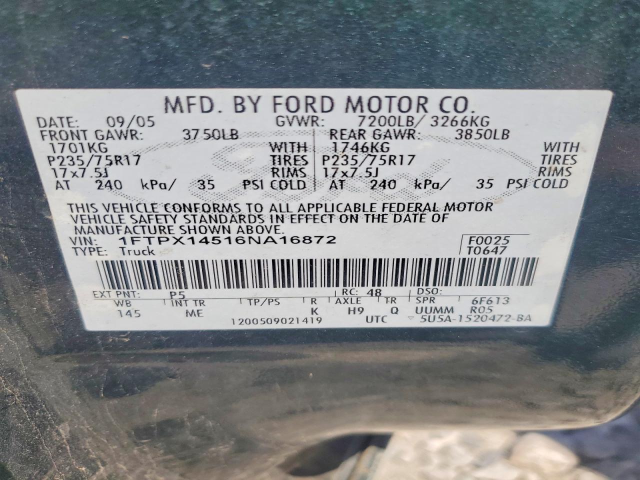 2006 Ford All models VIN 1FTPX14516NA16872 photo 12
