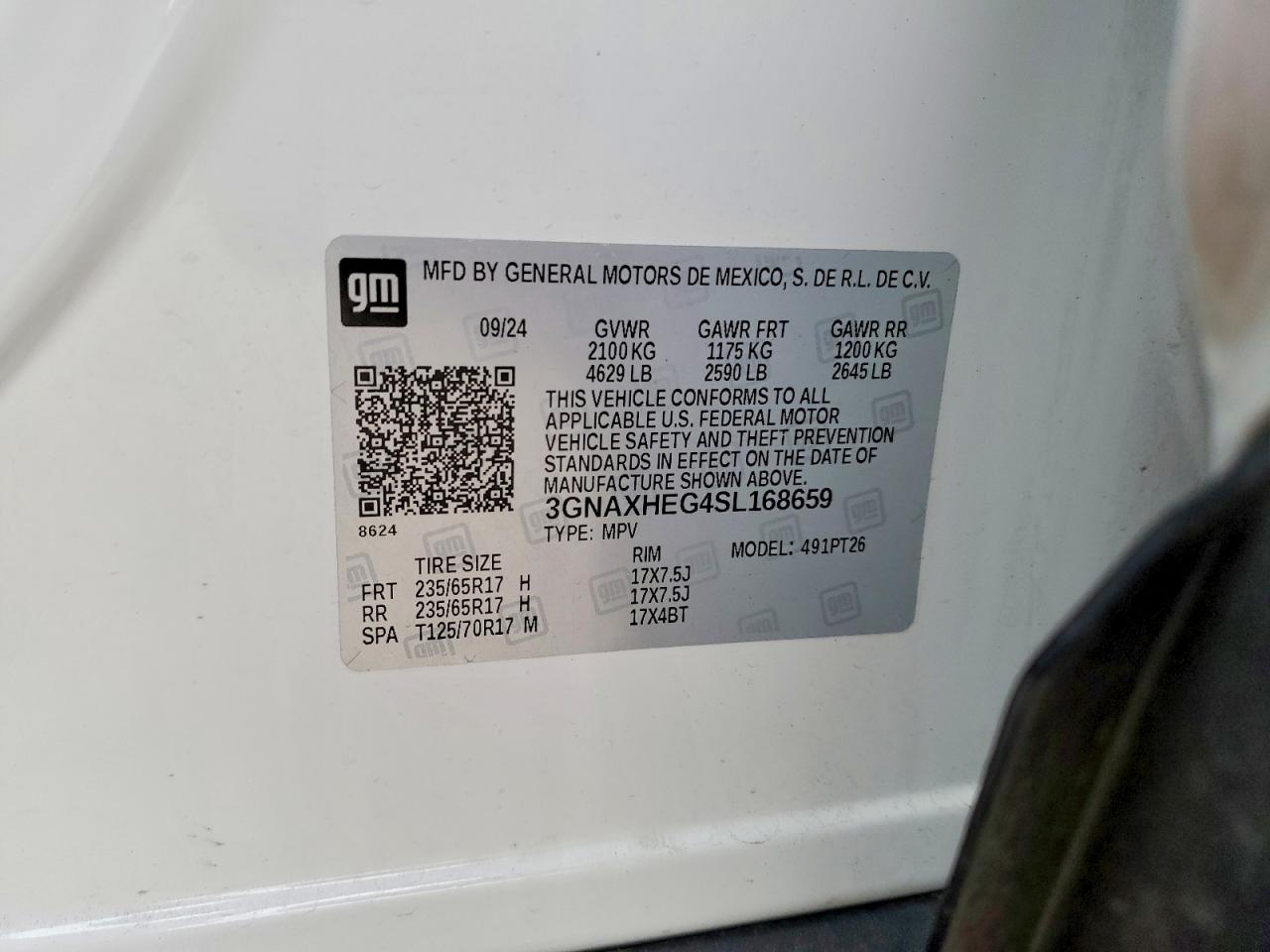 2025 Chevrolet Equinox VIN 3GNAXHEG4SL168659 photo 12