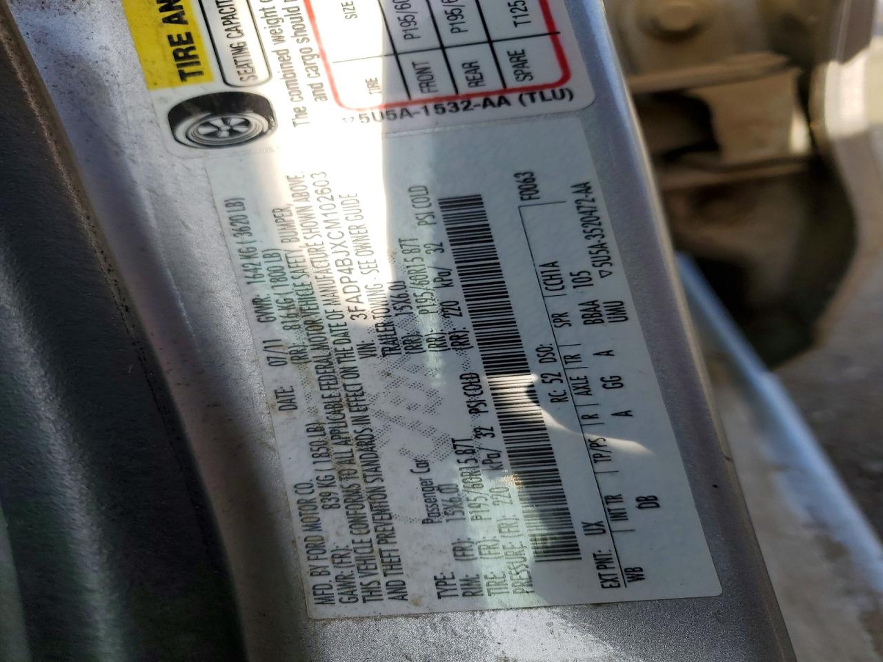 2012 Ford Fiesta VIN 3FADP4BJXCM102603 photo 12