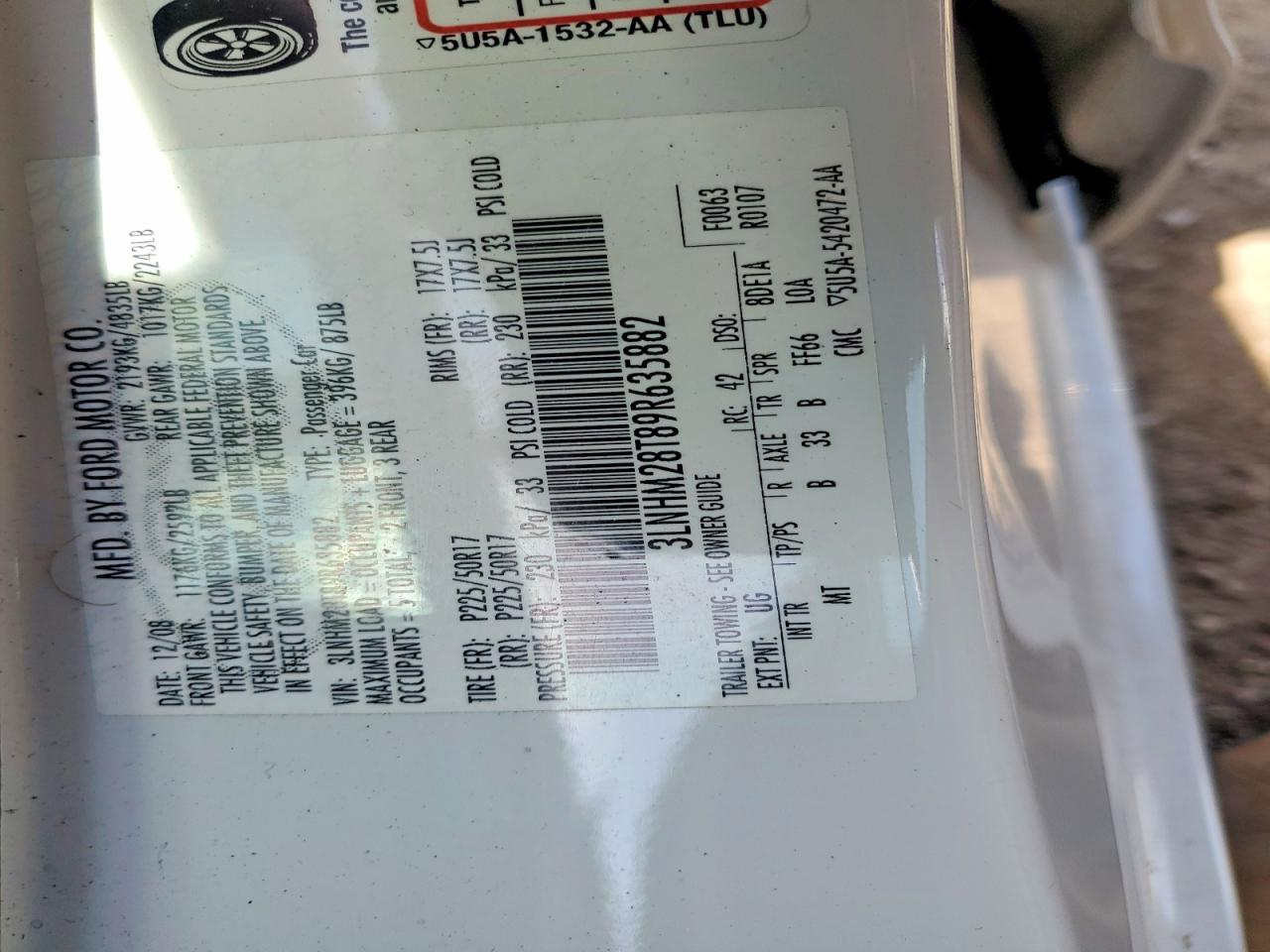 2009 LINCOLN Mkz VIN 3LNHM28T89R635882 photo 12