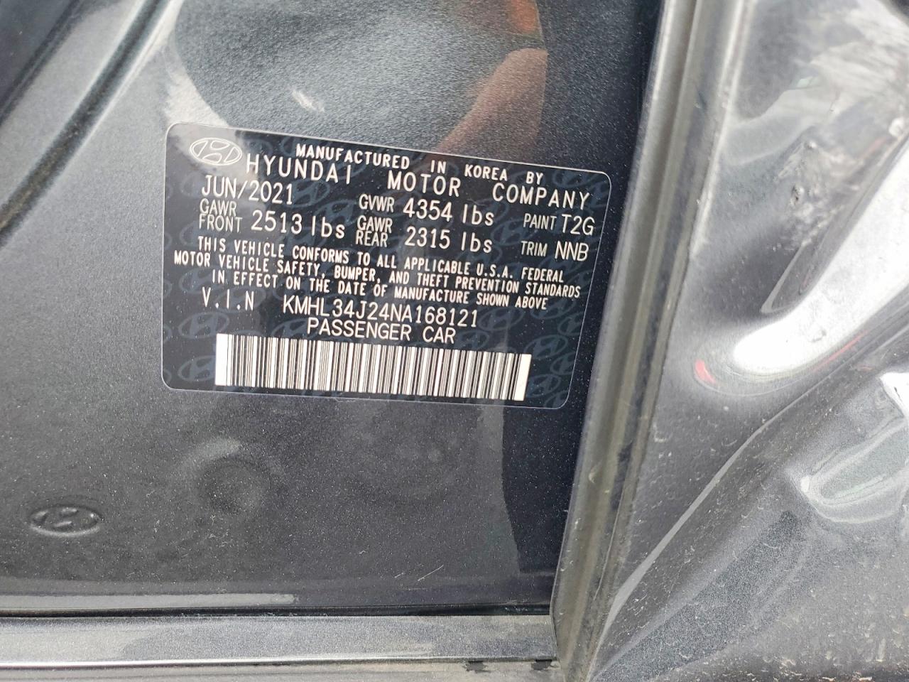 2022 HYUN Sonata VIN KMHL34J24NA168121 photo 12