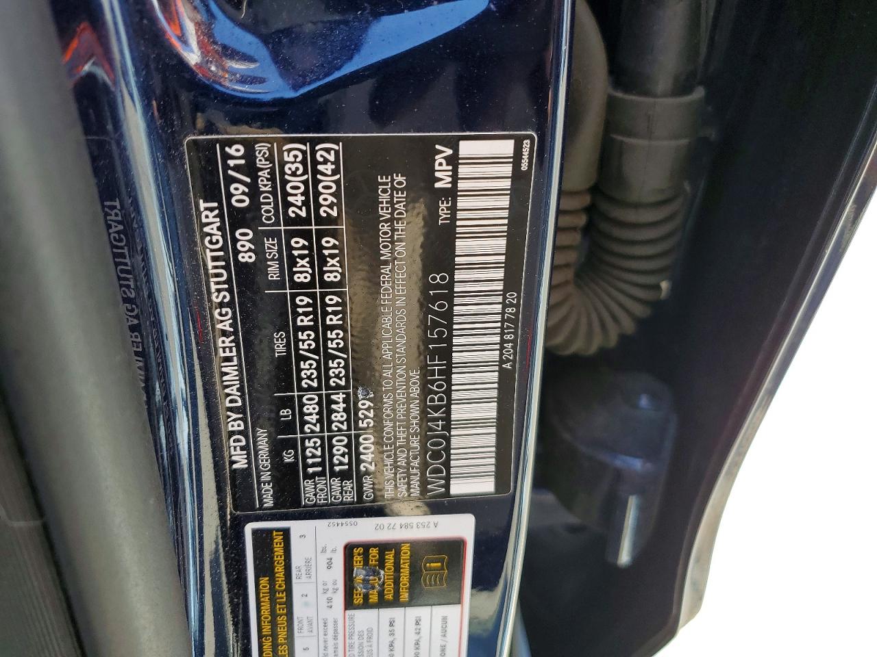 2017 Mercedes-Benz Glc class VIN WDC0J4KB6HF157618 photo 12
