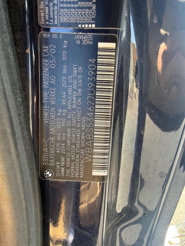 2002 BMW 3 series VIN WBABS53462JU93904 photo 10