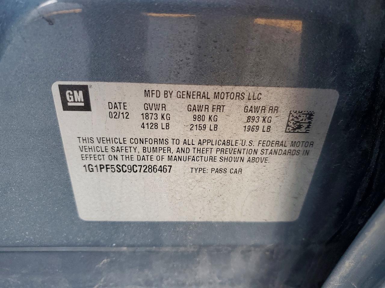 2012 CHEV Cruze VIN 1G1PF5SC9C7286467 photo 12