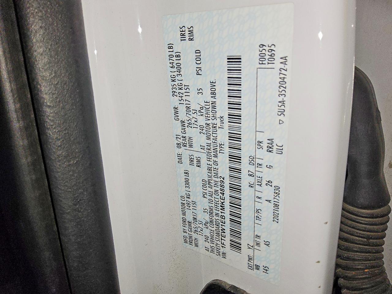2021 Ford F150 VIN 1FTEW1EB1MKE48892 photo 12