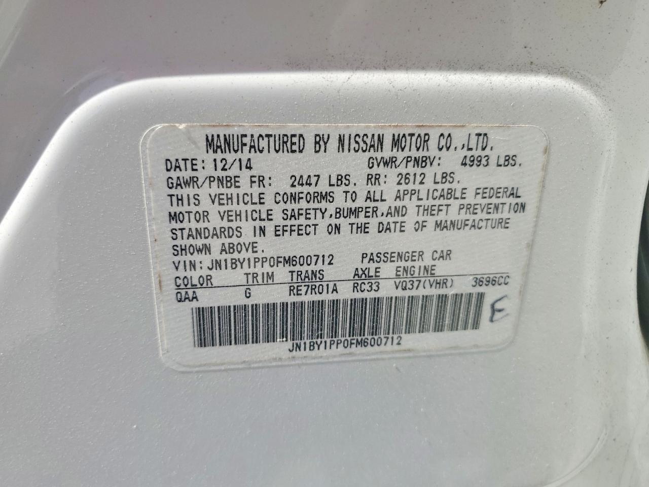 2015 Infiniti Q70 VIN JN1BY1PP0FM600712 photo 12
