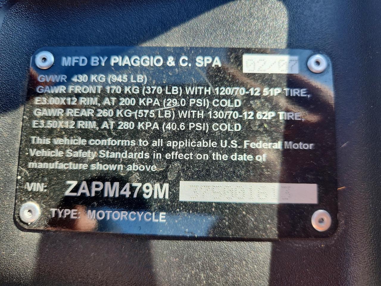 2007 Piaggio Mp3 VIN ZAPM479M375001613 photo 9