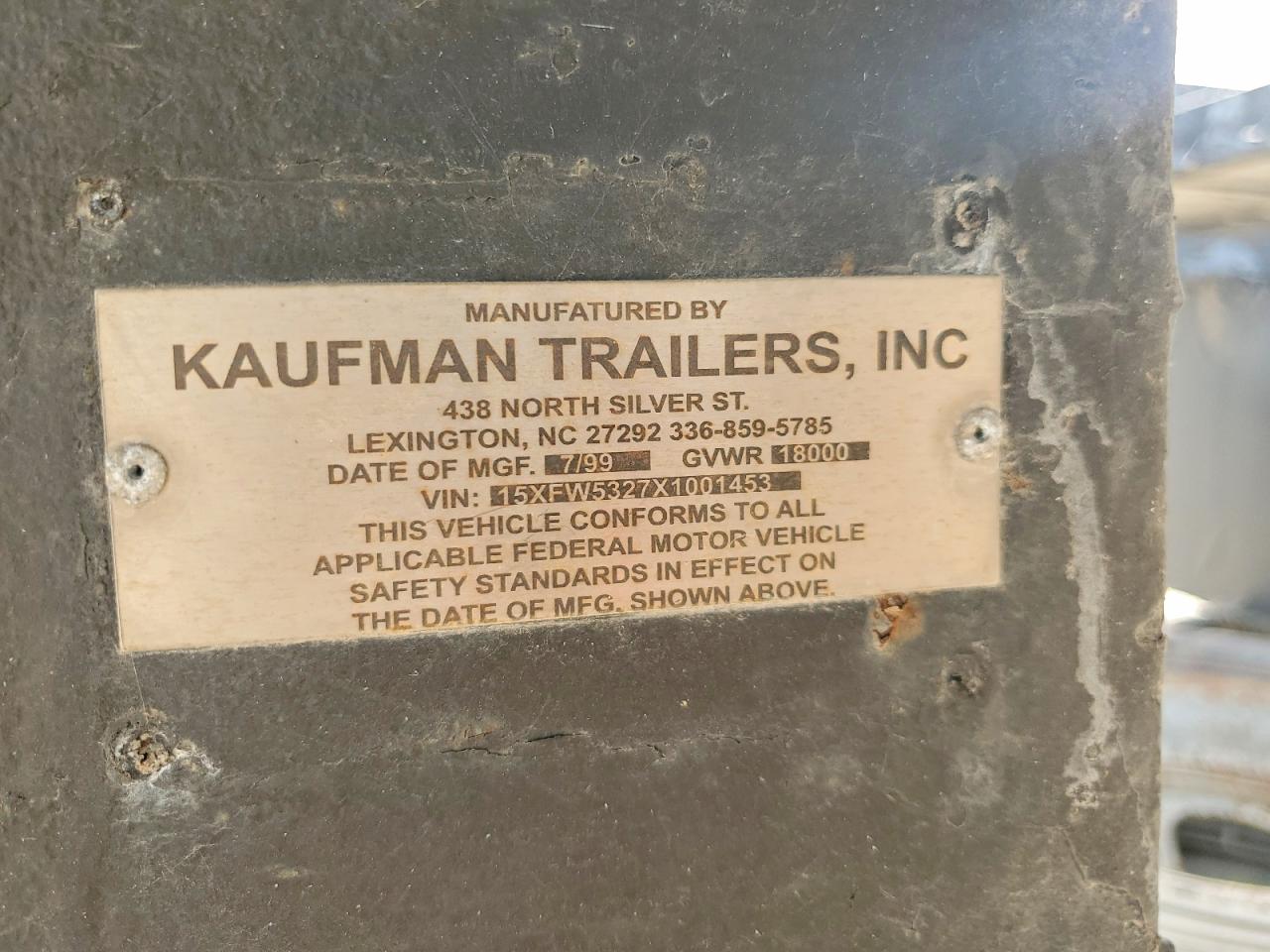 1999 KAUFMAN Cartrailer VIN 15XFW5327X1001453 photo 10