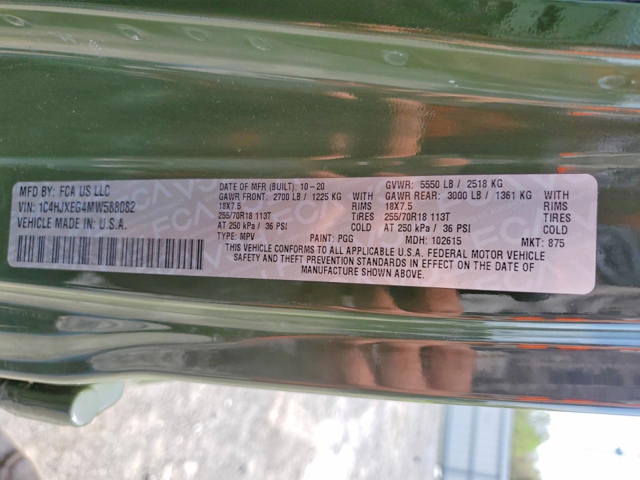 2021 Jeep Wrangler / VIN 1C4HJXEG4MW588082 photo 12