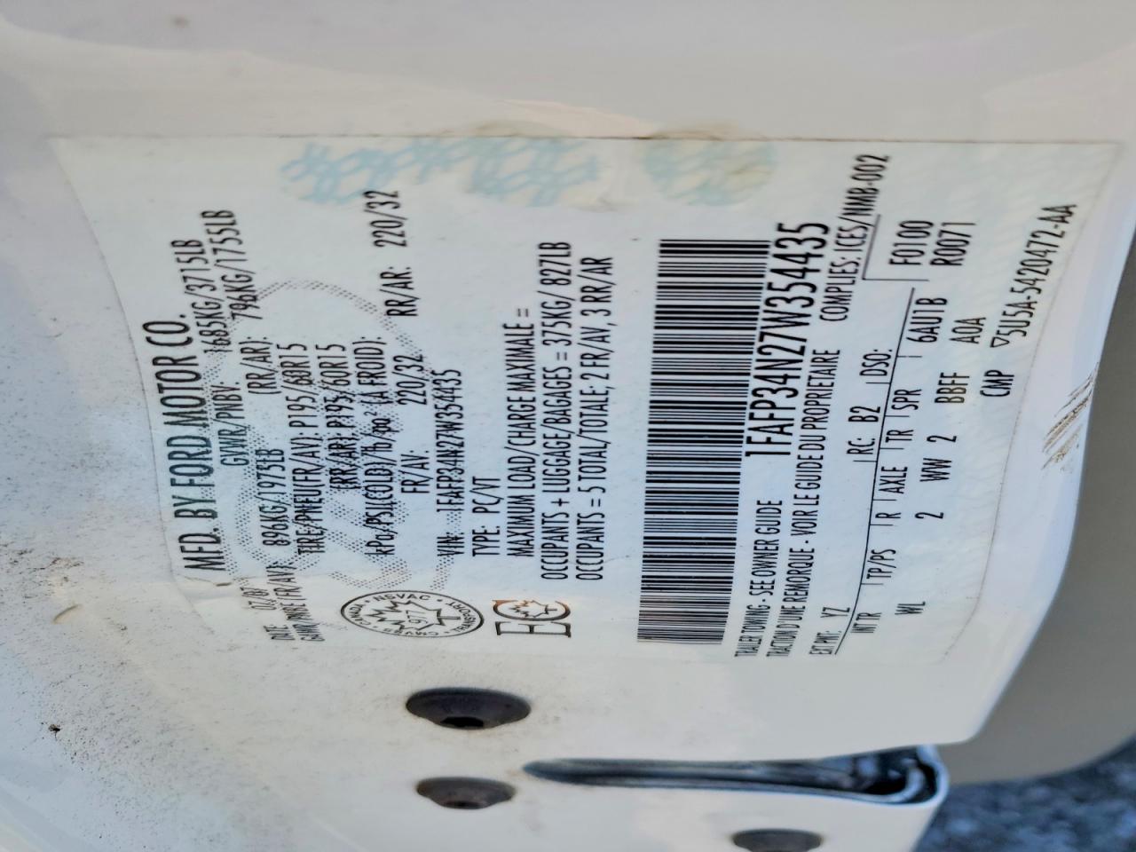 2007 Ford Focus VIN 1FAFP34N27W354435 photo 12