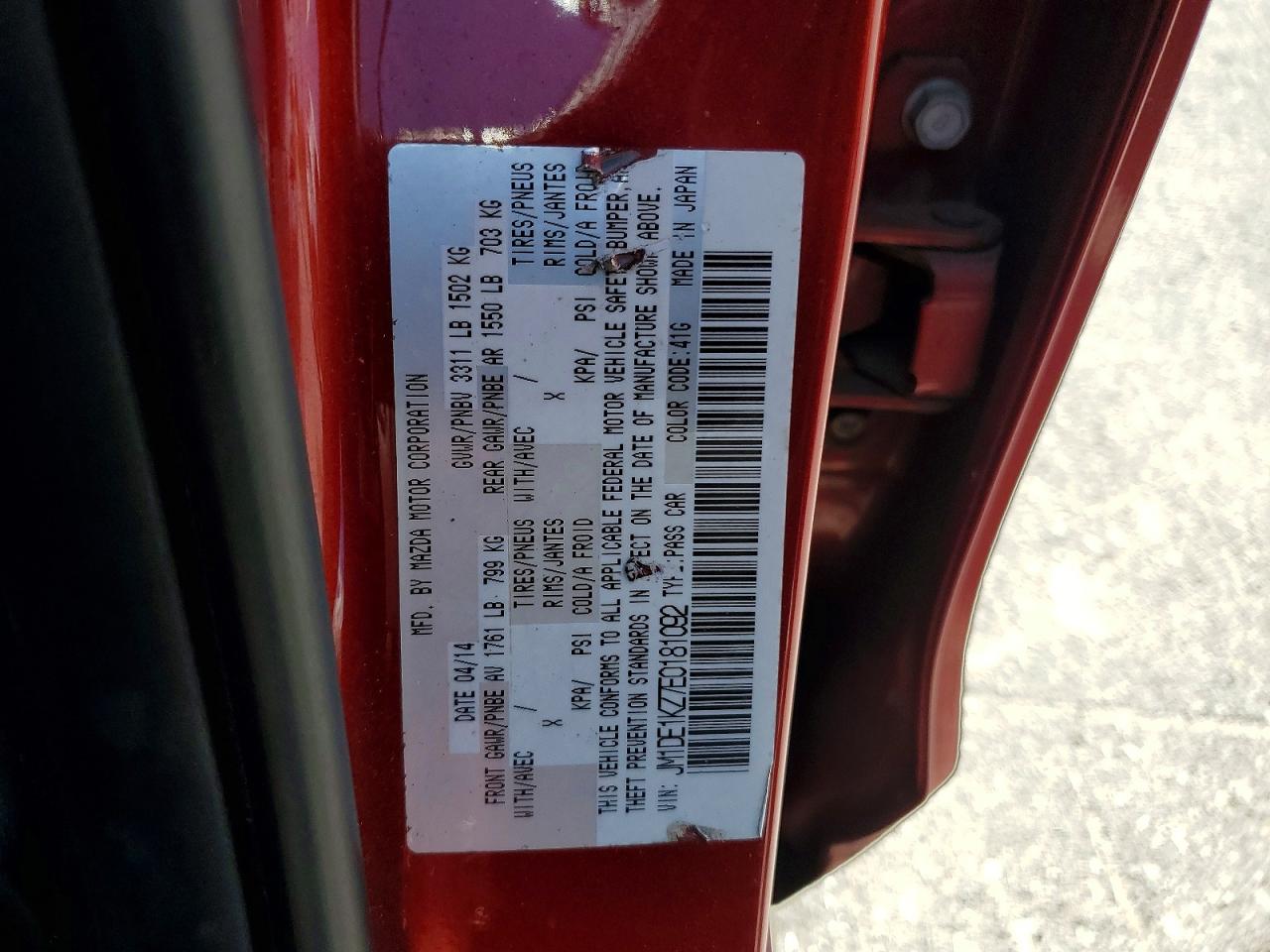 2014 Mazda 2 VIN JM1DE1KZ7E0181092 photo 12