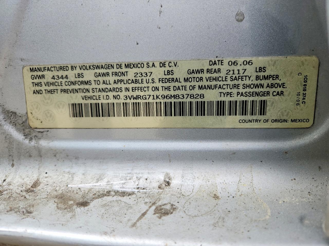 2006 VOLKSWAGEN Jetta VIN 3VWRG71K96M837828 photo 12