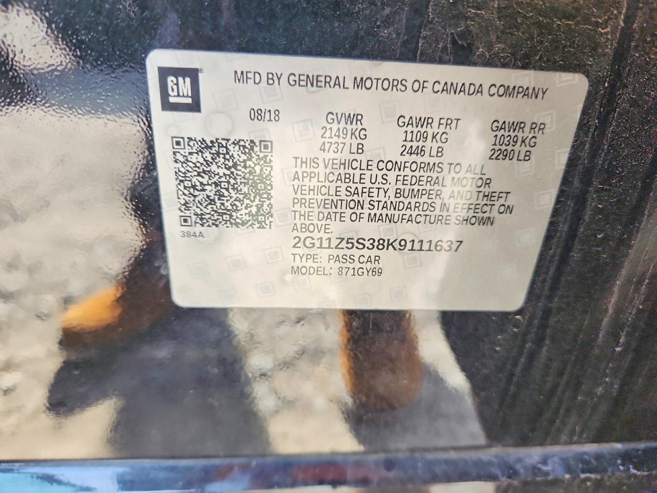 2019 Chevrolet Impala VIN 2G11Z5S38K9111637 photo 12
