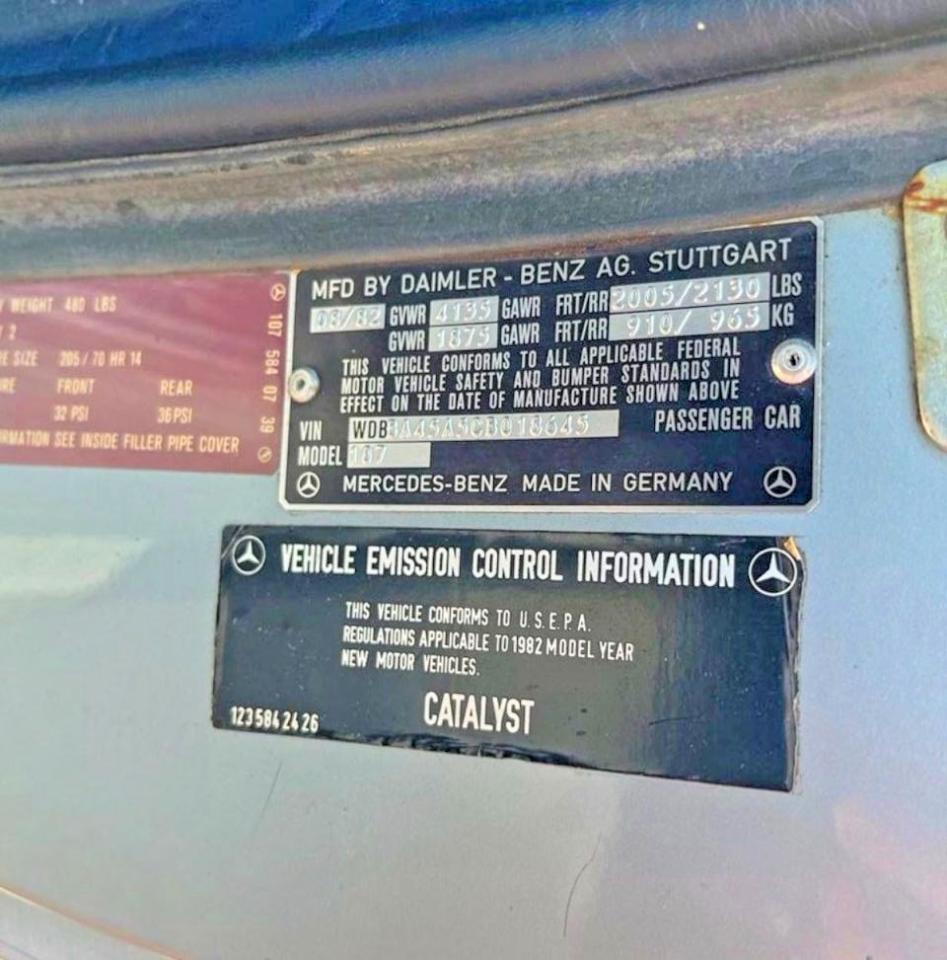 1982 Mercedes-Benz Sl-class VIN WDBBA45A5CB018645 photo 10