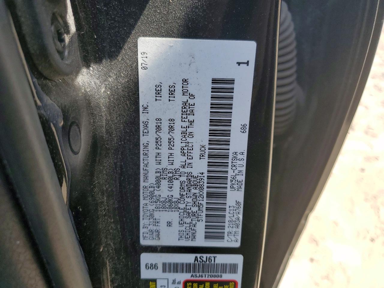 2019 Toyota Tundra VIN 5TFUM5F12KX083914 photo 12