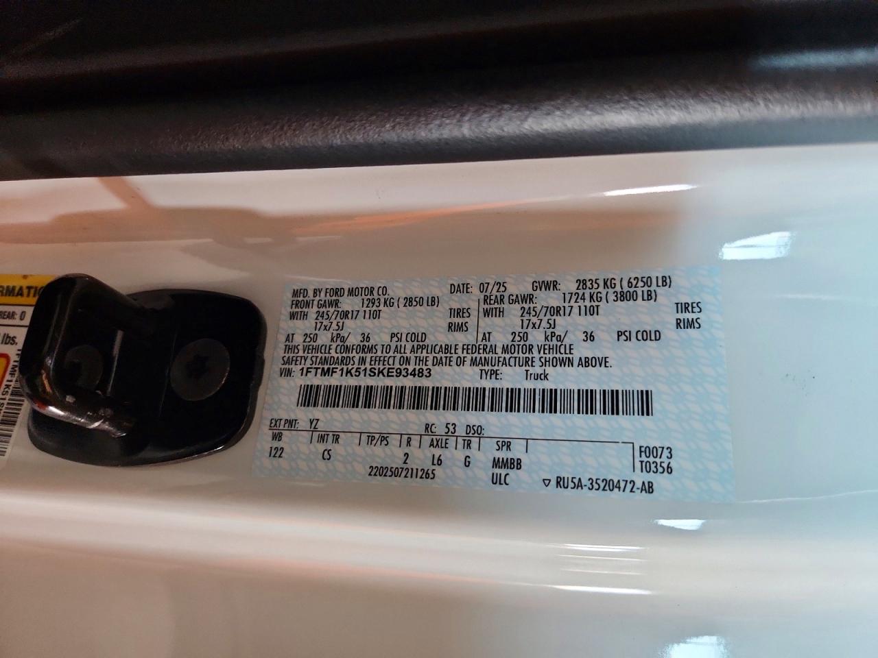 2025 FORD F150 VIN 1FTMF1K51SKE93483 photo 12