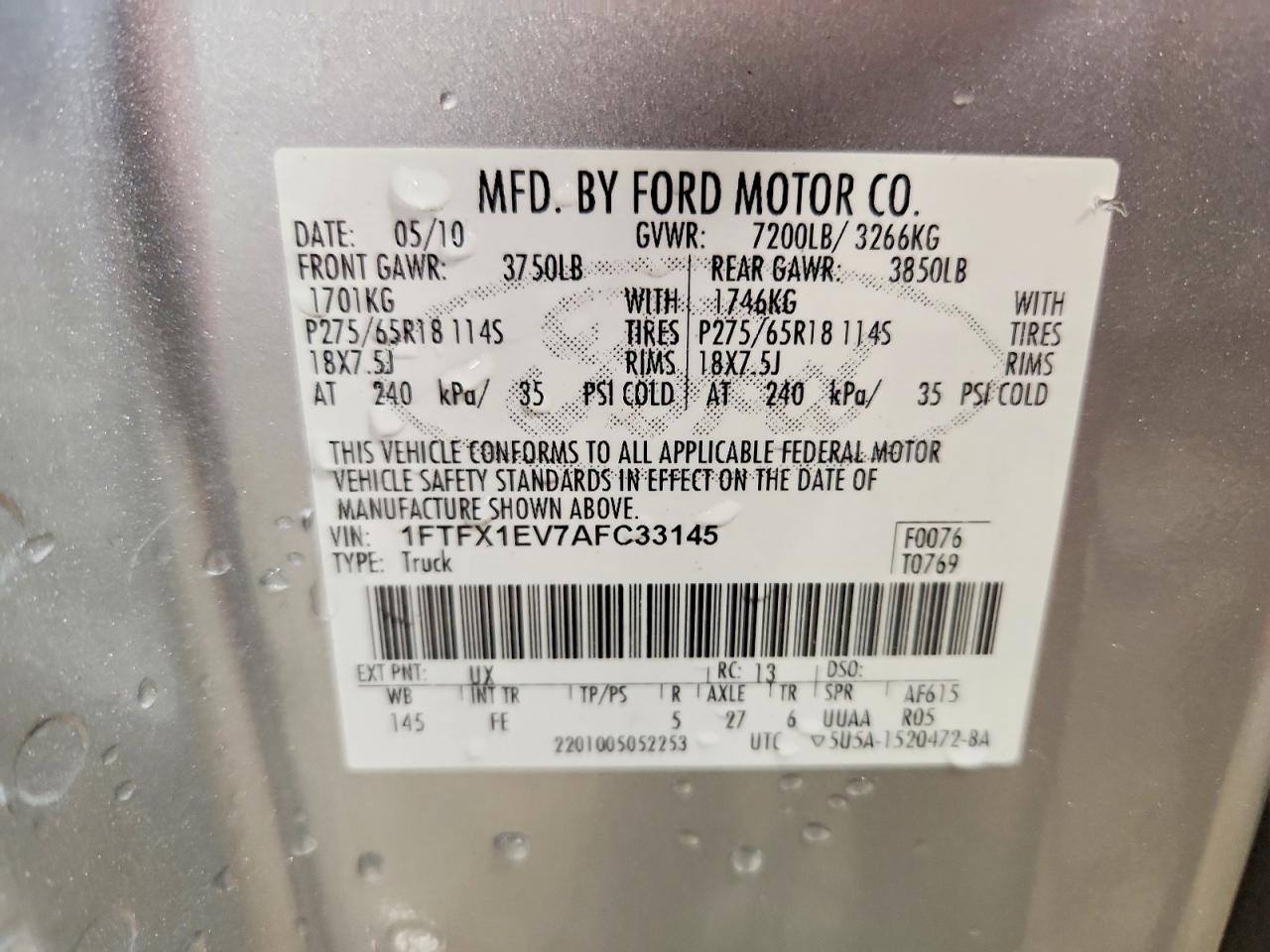 2010 Ford F150 VIN 1FTFX1EV7AFC33145 photo 12
