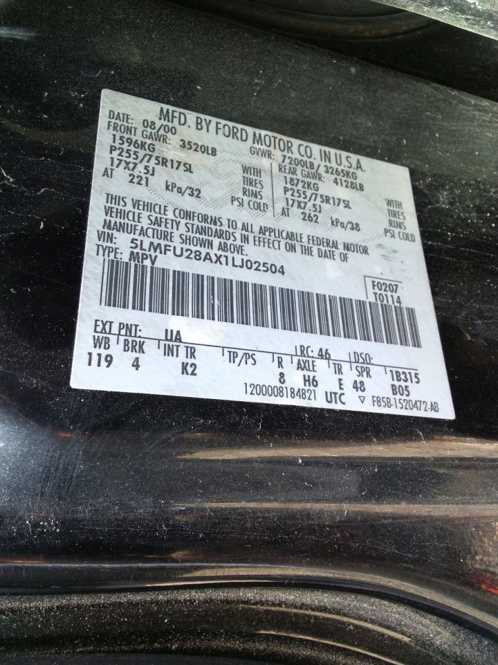 2001 LINCOLN Navigator VIN 5LMFU28AX1LJ02504 photo 12