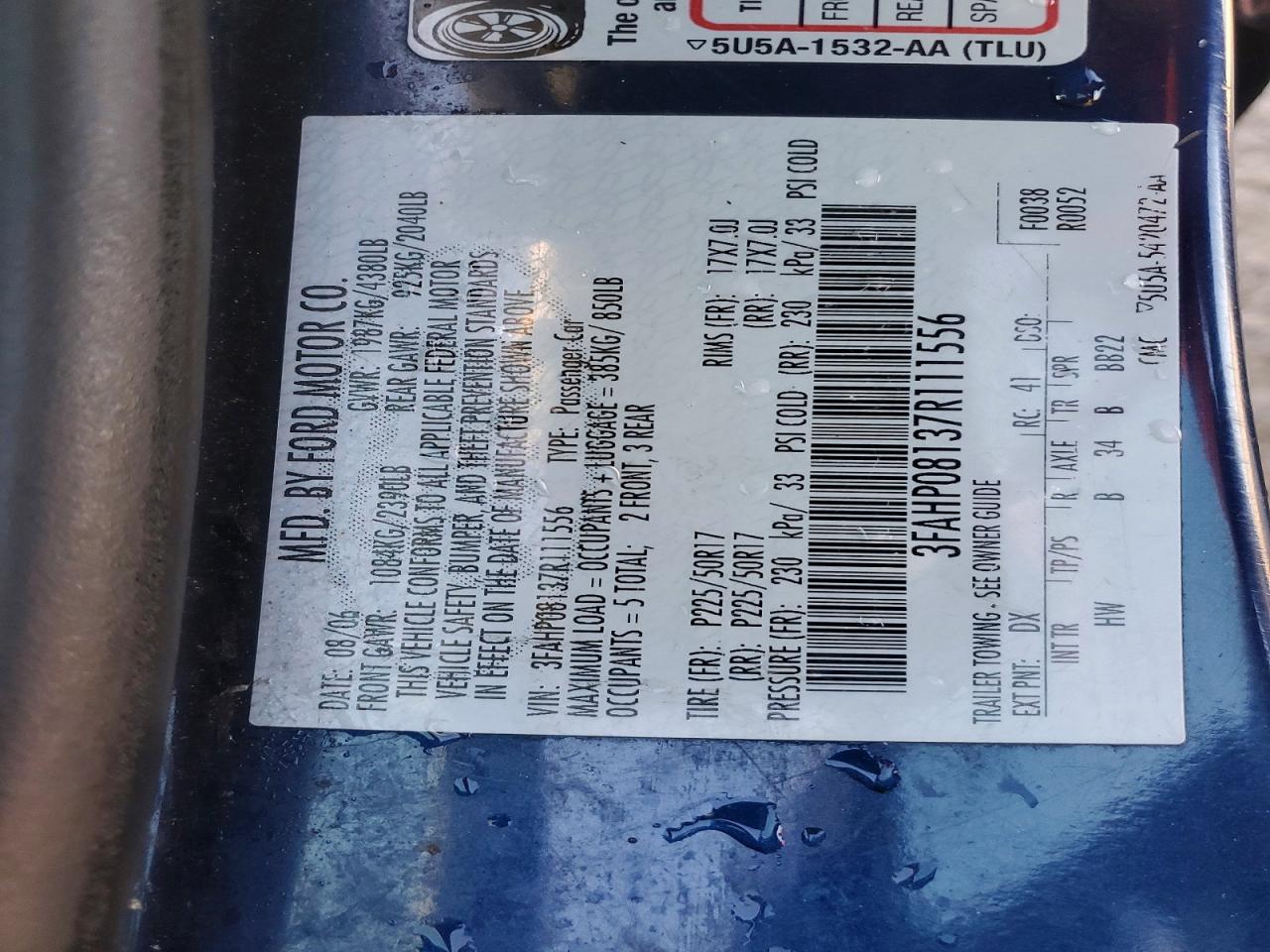 2007 Ford Fusion VIN 3FAHP08137R111556 photo 12