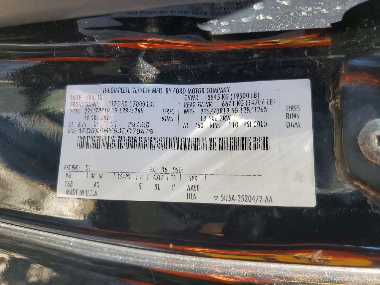 2018 Ford F550 VIN 1FD0X5HY6JEC70479 photo 12