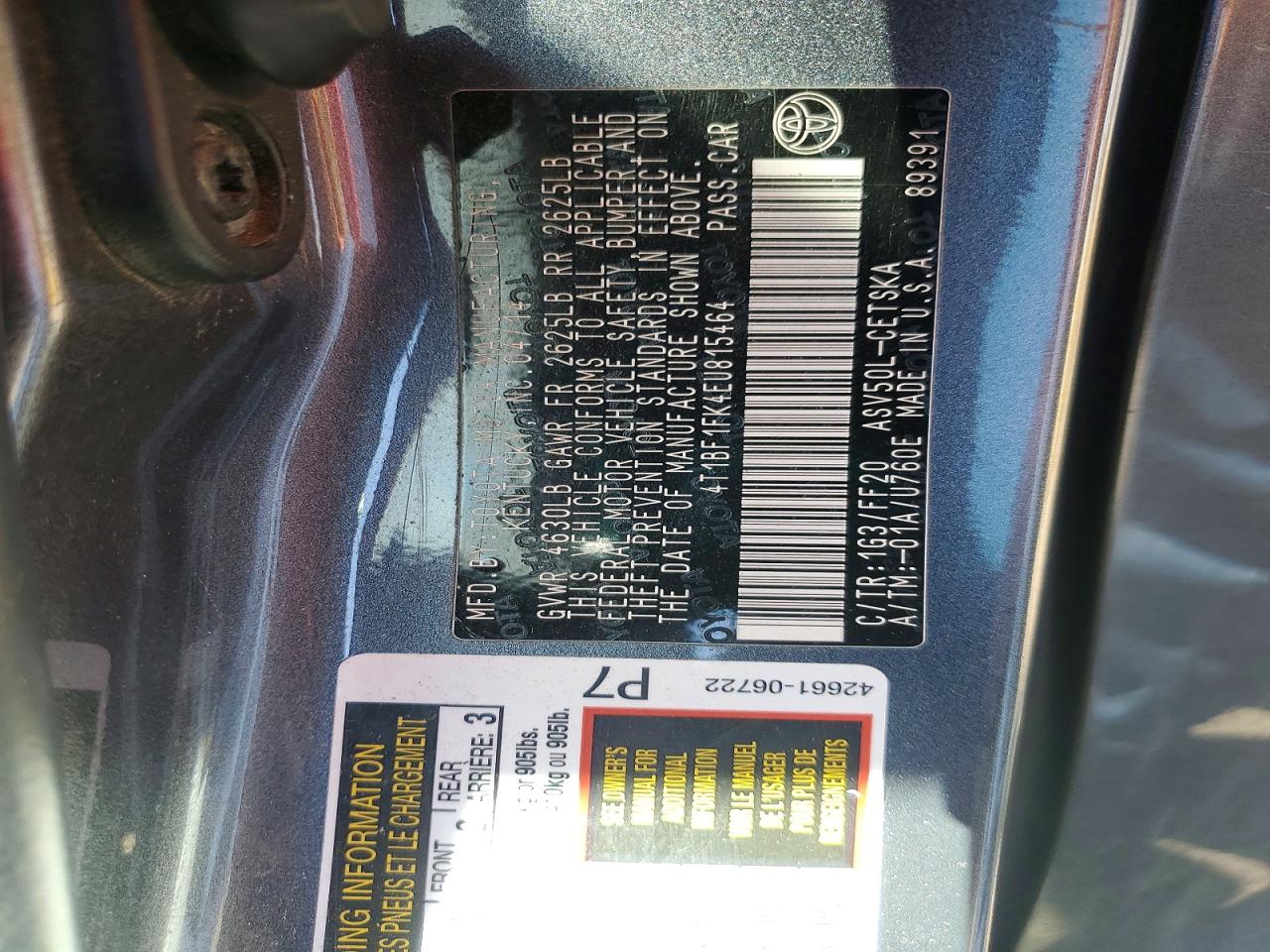 2014 Toyota Camry VIN 4T1BF1FK4EU815464 photo 12