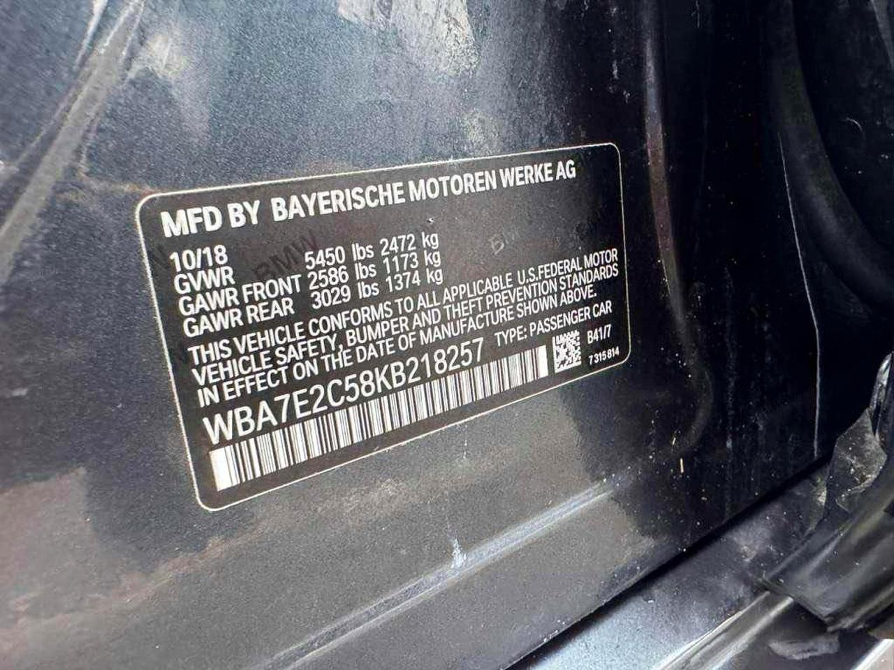 2019 BMW 7 series VIN WBA7E2C58KB218257 photo 10