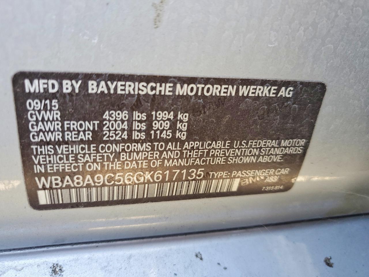 2016 BMW 3 series VIN WBA8A9C56GK617135 photo 12