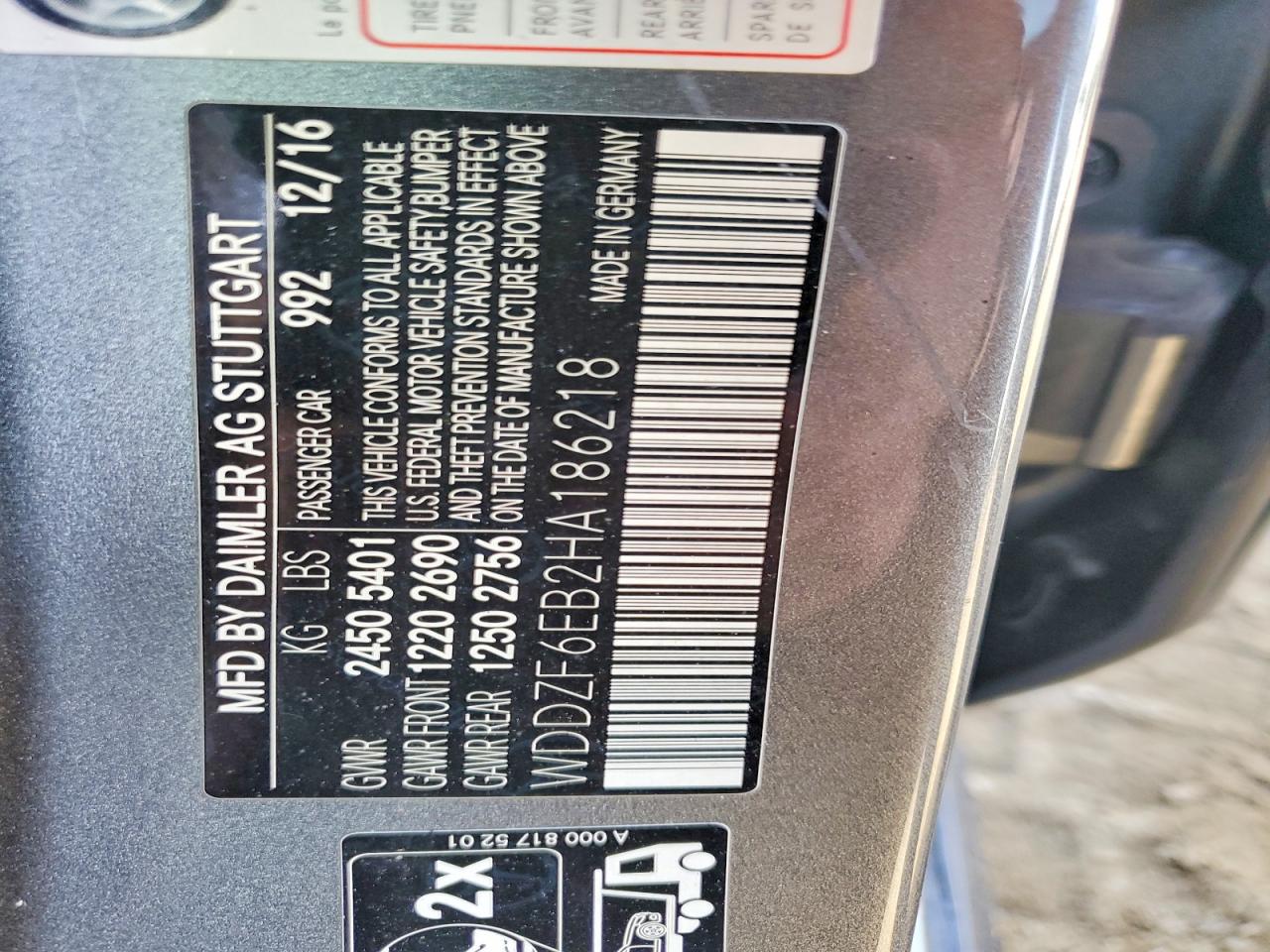 2017 Mercedes-Benz E-class VIN WDDZF6EB2HA186218 photo 12