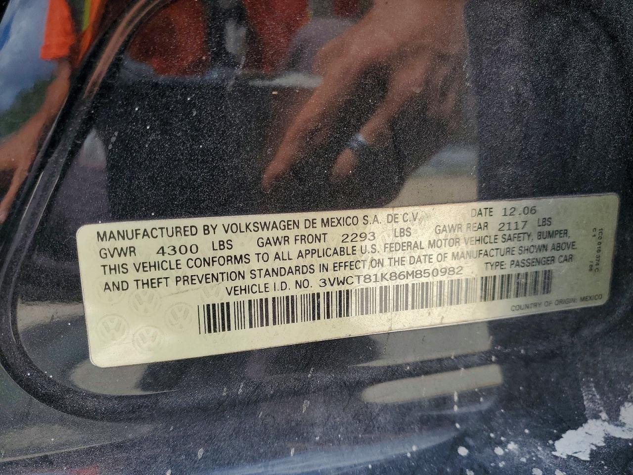 2006 Volkswagen Jetta VIN 3VWCT81K86M850982 photo 12