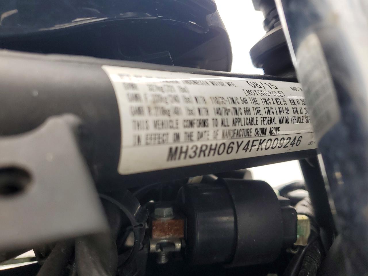 2015 YAMA Yzf600 VIN MH3RH06Y4FK009246 photo 9
