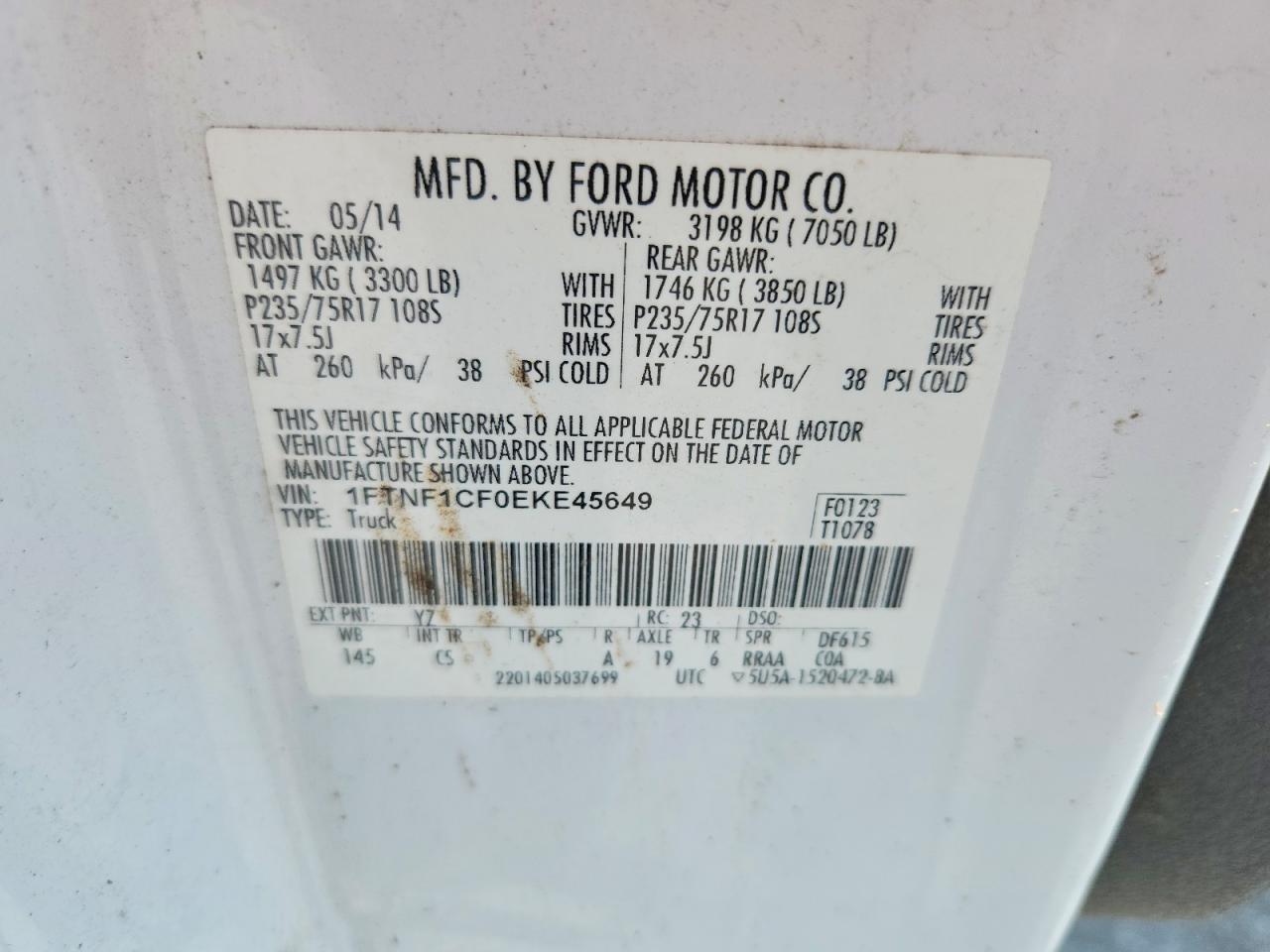 2014 Ford All models VIN 1FTNF1CF0EKE45649 photo 12