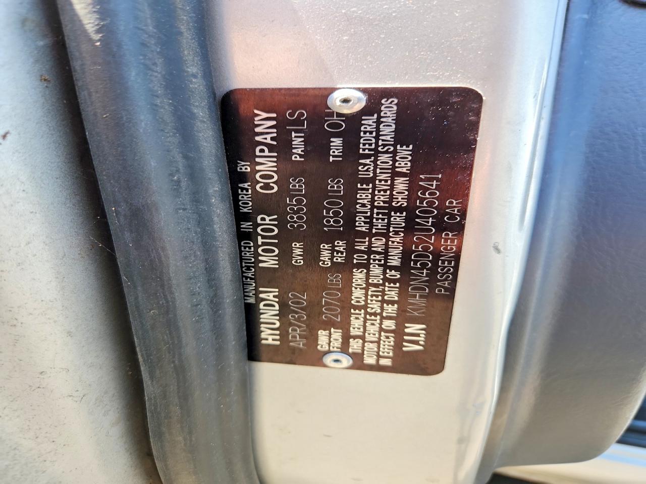 2002 Hyundai Elantra VIN KMHDN45D52U405641 photo 12