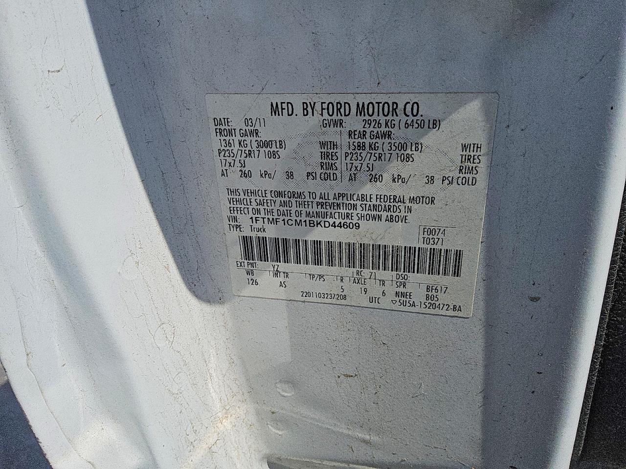 2011 Ford F150 VIN 1FTMF1CM1BKD44609 photo 12