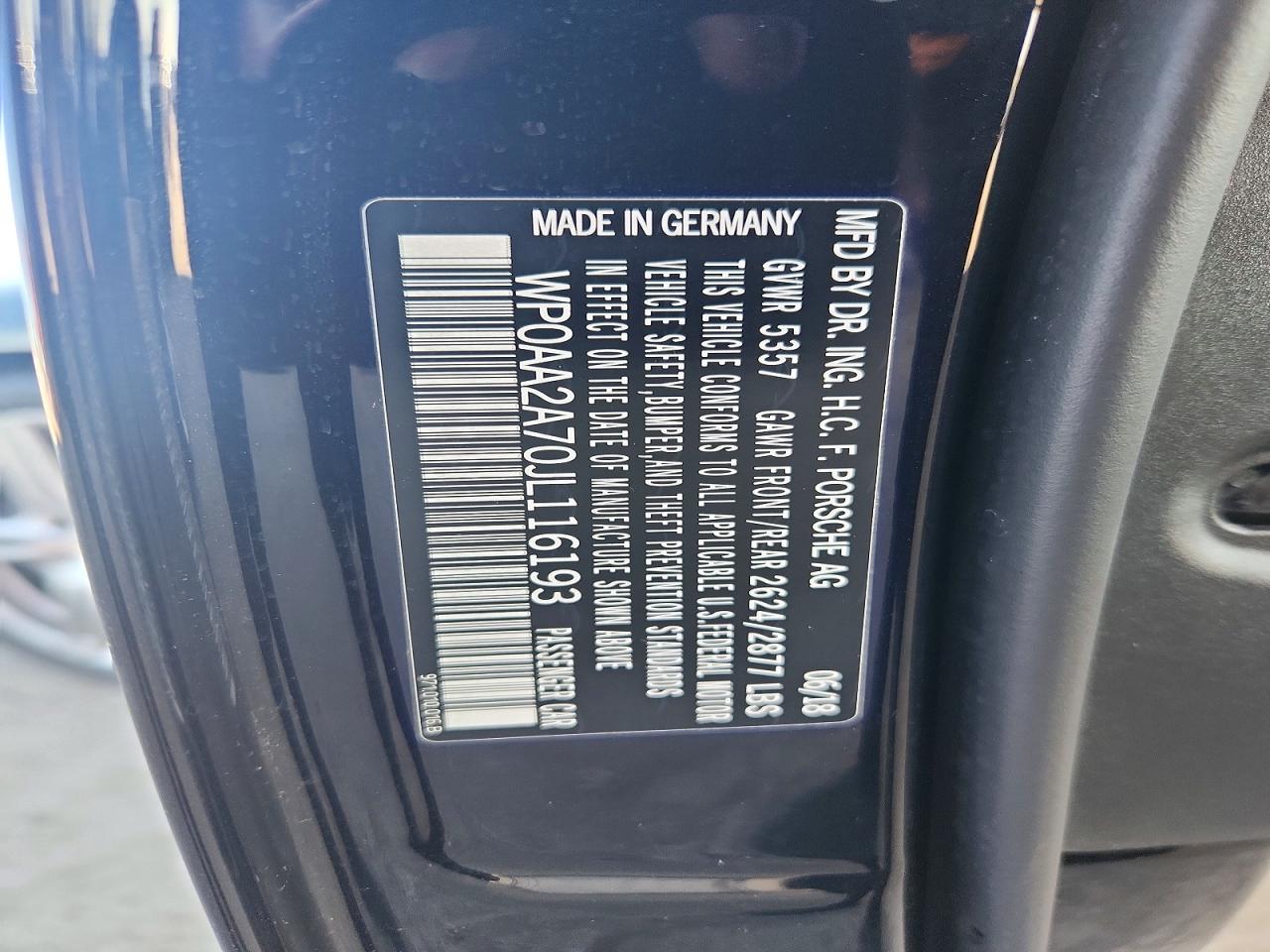 2018 Porsche Panamera VIN WP0AA2A70JL116193 photo 12