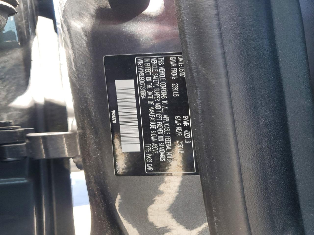2007 Volvo S40 VIN YV1MS390X72316854 photo 12