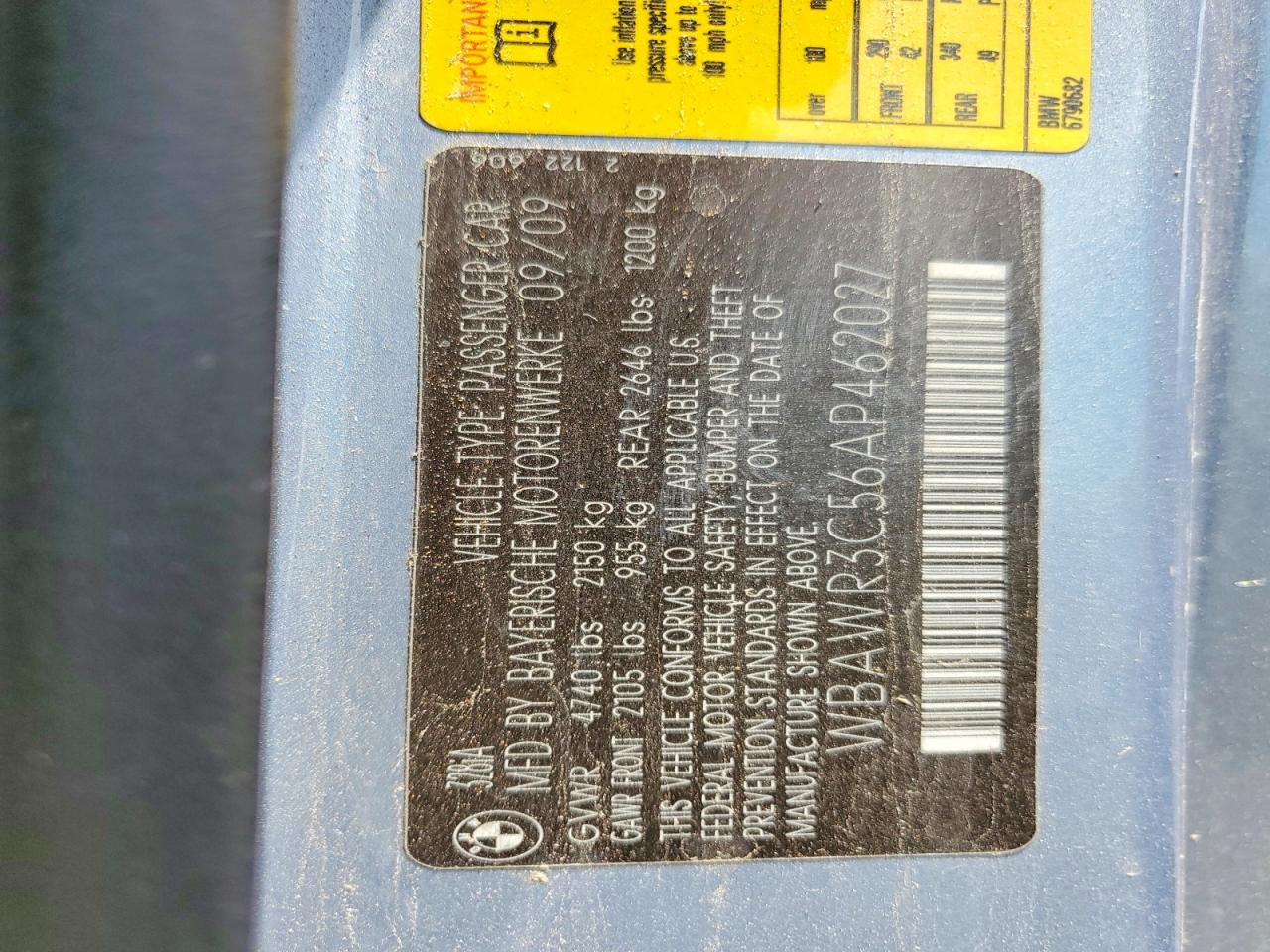 2010 BMW 3 series VIN WBAWR3C56AP462027 photo 12
