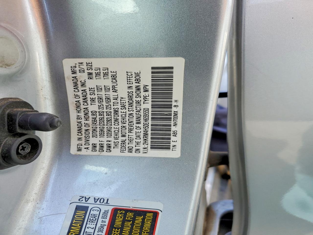 2014 Honda Crv VIN 2HKRM4H50EH659550 photo 12