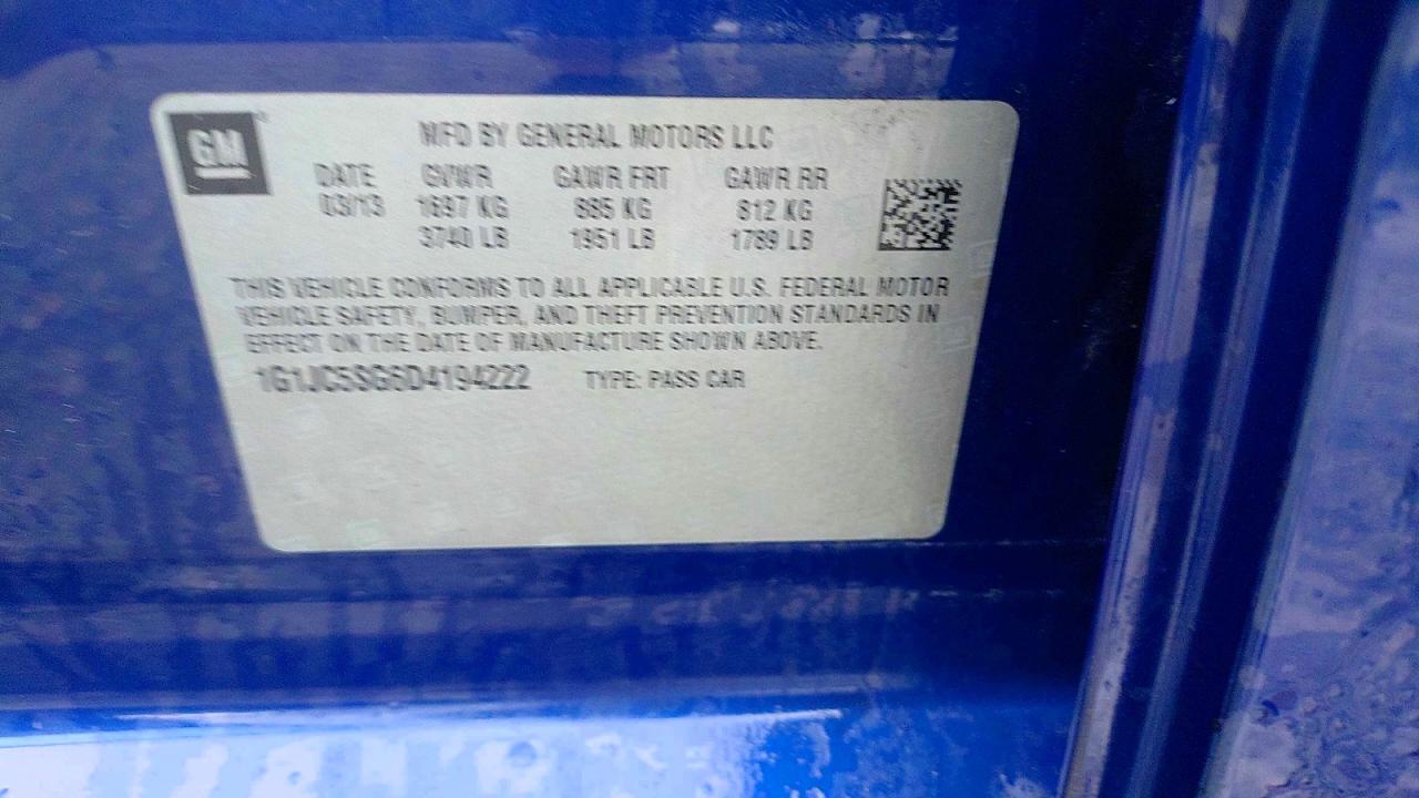 2013 Chevrolet SONIC VIN 1G1JC5SG6D4194222 photo 10