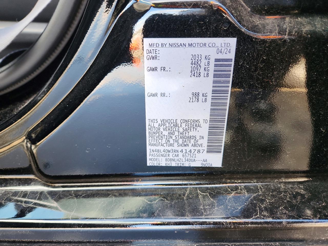 2024 NISSAN Altima VIN 1N4BL4DW3RN414787 photo 12