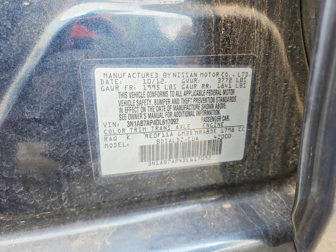 2013 Sentra VIN 3N1AB7AP4DL617092 photo 12