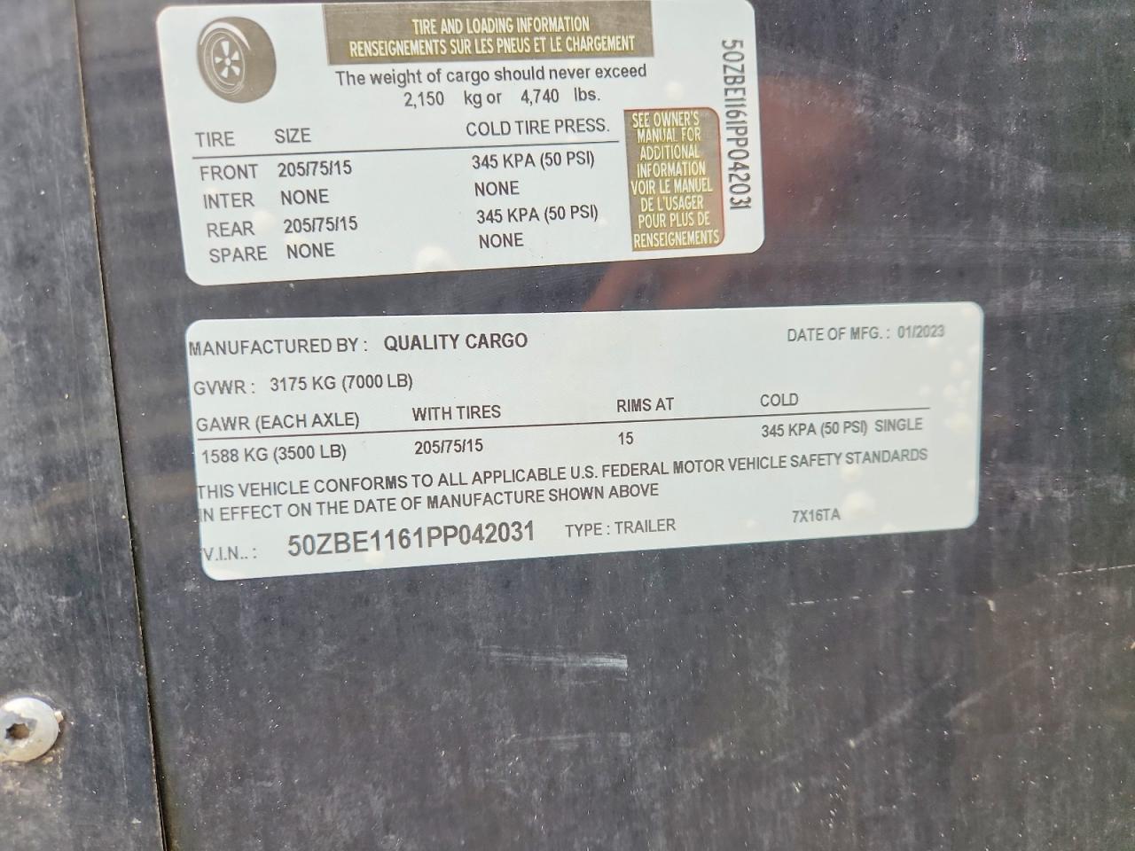 2023 QUALITY Unknown VIN 50ZBE1161PP042031 photo 10