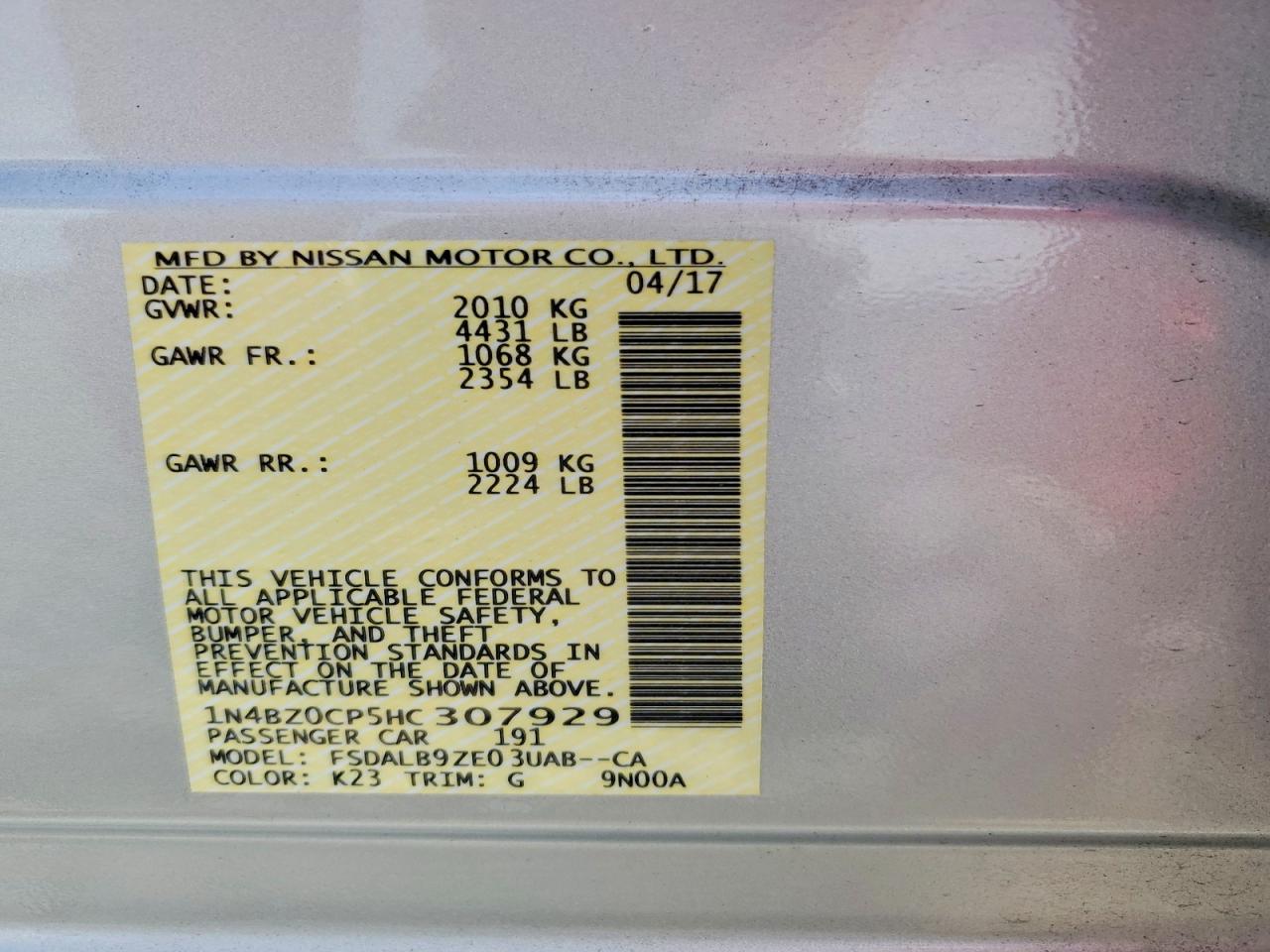 2017 Nissan Leaf VIN 1N4BZ0CP5HC307929 photo 12